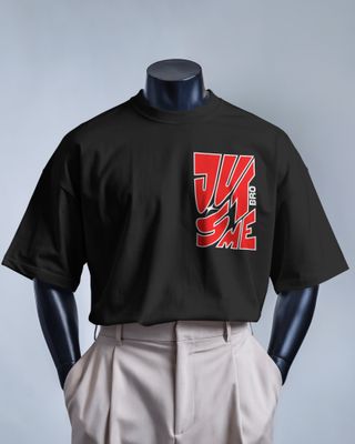 Just Me Bro (Black) ✋ - Premium Oversized Drop Shoulder T-shirt_img_3