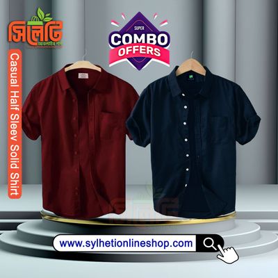 Combo Men's Stylish Half Sleev Casual Solid Shirt_img_0