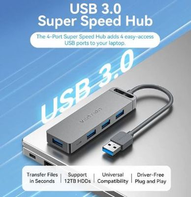 Vention CHLBD 4-Port USB 3.0 Hub with Power Supply_img_0