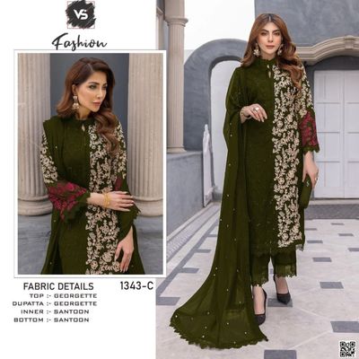 রেডিমেড জর্জেট এমব্রয়ডারি কাজ করা থ্রী পি_img_3