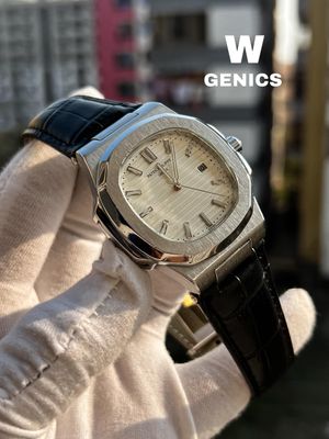 patek phillippe non chrono black belt white dial silver body_img_0