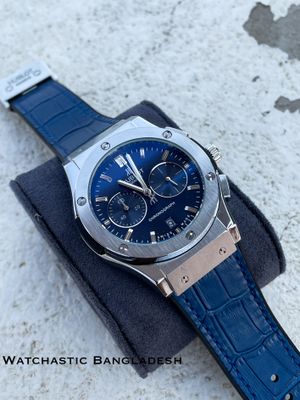 HUBLOT CLASSIC FUSION SILVER CASE BLUE BELT BLUE DIAL LEATHER TEXTURE_img_0
