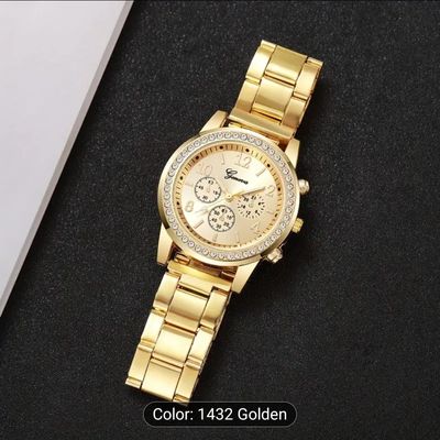 Elegant Women's Quartz Watch with Rhinestone Accents - Fashionable Analog Display, Alloy Band & Case, Non-_img_1