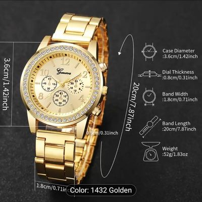 Elegant Women's Quartz Watch with Rhinestone Accents - Fashionable Analog Display, Alloy Band & Case, Non-_img_2