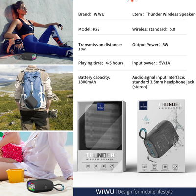 WiWU Thunder Wireless Speaker Portable Premium Audio Speaker P26_img_7