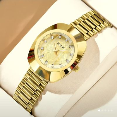 Watch Luxury Gold Color Waterproof Oval Quartz Watch for Man Woman VA VA_img_0