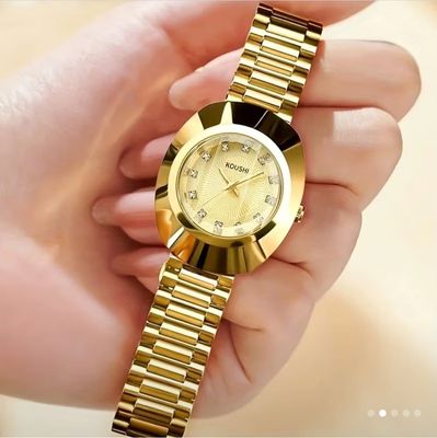 Watch Luxury Gold Color Waterproof Oval Quartz Watch for Man Woman VA VA_img_1
