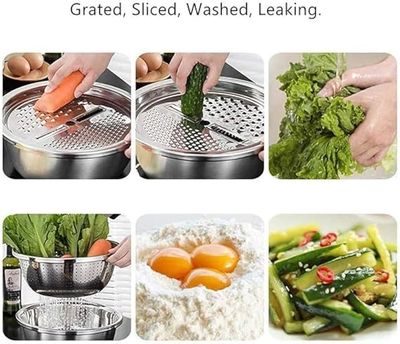 3 In 1 Stainless Steel Drain Basket Vegetable Cutter_img_1