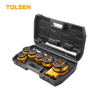TOLSEN 9Pcs Metal Pipe Threader Set w/ 2 Extension Bars (1/4", 3/8", 1/2", 3/4", 1", 1-1/4") Model: 33011_img_0