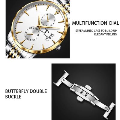TRSOYE 638 Men's Stainless Steel Watch in Silver and Rose Gold with Premium Look_img_4
