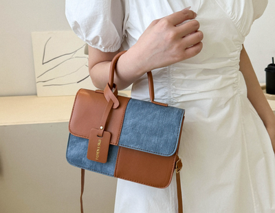 Splicing textured handbag_img_2