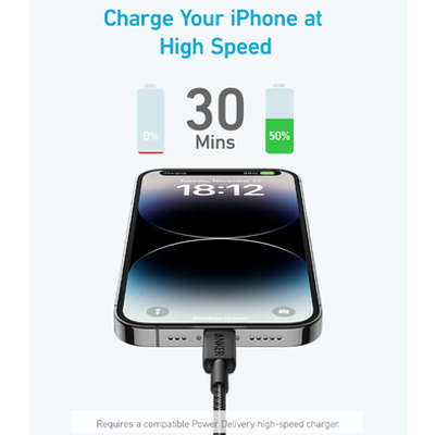 Anker 322 USB-C To Lightning Cable (3Ft) Black - A81B5H11_img_1