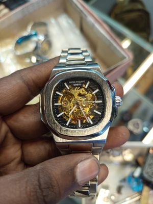 patek auto ch black dial silver belt_img_0