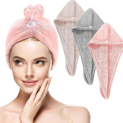 Ladies Hair Towel Magic Hair Wrap Bath Salon Towels Fast Drying Absorbent Cap For Women And Girls_img_3