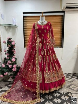 রেডিমেড জর্জেট এমব্রয়ডারি পার্টি ড্রেস_img_1