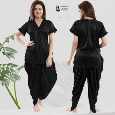 বেস্ট কোয়ালিটি ইন্ডিয়ান (টু-পার্ট) ধুতি নাইট ড্রেস-কালো_img_0