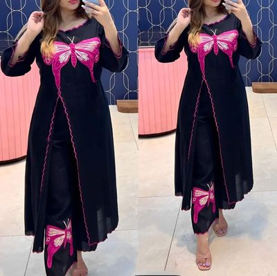 বাটারফ্লাই ডিজাইনের চায়না লিলেন টু-পিস কামিজ সালোয়ার_img_0