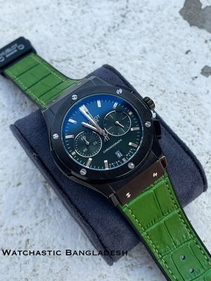 HUBLOT CF BLACK CASE GREEN BELT GREEN DIAL LEATHER TEXTURE_img_0