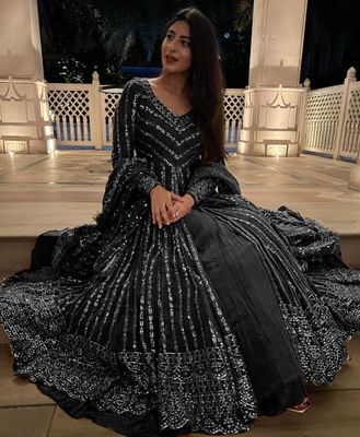 Embroidered Georgette Abaya Style Indian Dress_img_0