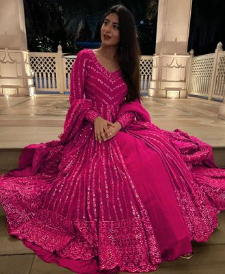 Embroidered Georgette Abaya Style Indian Dress_img_2