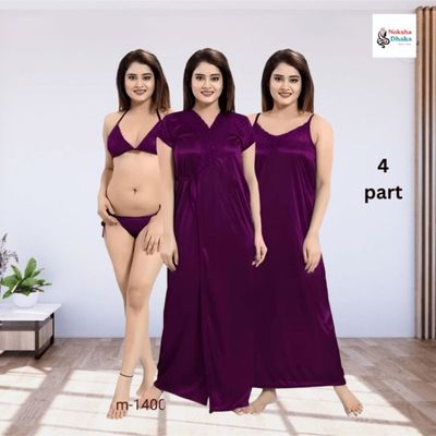 বেস্ট কোয়ালিটি ইন্ডিয়ান (চার-পার্ট) নাইট ড্রেস-বেগুনি_img_0