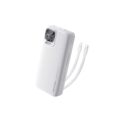VENTION 22.5W 20000mAh Power Bank with Built-in USB-C & Lightning Cables – White_img_0