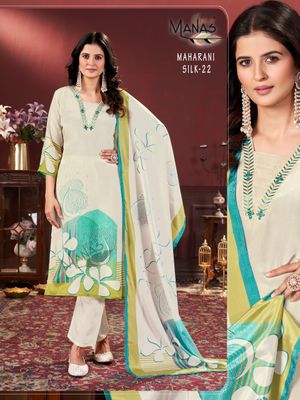 Embroidered Indian Reyon Fabrics Women Dress in Sky Blue_img_0