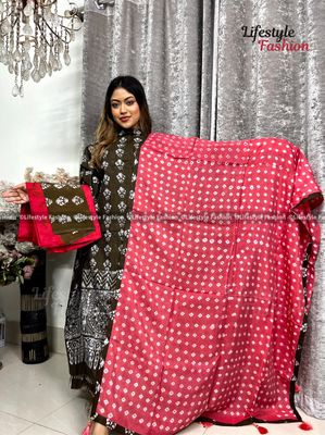প্রিমিয়াম কোয়ালিটি কালারফুল সিল্ক বাটিক ড্রেস (LF-25-120)_img_0