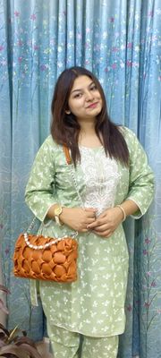 Fashionable Bag, Stylish Ston Watch & 2 Piece Fashionable Kurti Complete Set_img_0