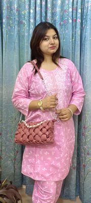 Fashionable Bag, Stylish Ston Watch & 2 Piece Fashionable Kurti Complete Set_img_5