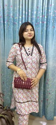Hijabi Purse Bag, Stylish Ston Watch & 2 Piece Fashionable Kurti Complete Fashion Set_img_3