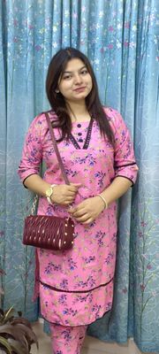 Hijabi Purse Bag, Stylish Ston Watch & 2 Piece Fashionable Kurti Complete Fashion Set_img_5