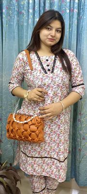 Fashionable Bag, Stylish Ston Watch & 2 Piece Fashionable Kurti Complete Set_img_1