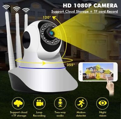 3 Antenna V380 2MP Full HD WIFT IP Camera - Q5Y 360 Degree Two-way Voice Camera_img_0