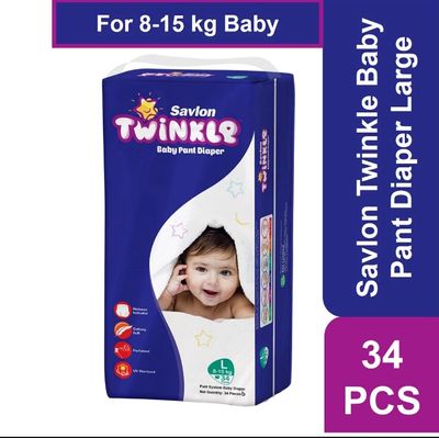 Savlon Twinkle L Size 34pcs Pant Diapers for 8 to 15kg Babies_img_0