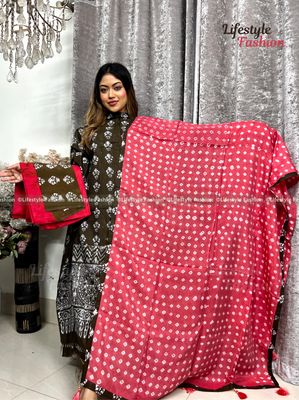 প্রিমিয়াম কোয়ালিটি কালারফুল সিল্ক বাটিক ড্রেস (LF-25-113)_img_0