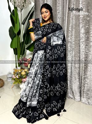 প্রিমিয়াম কোয়ালিটি কালারফুল সিল্ক বাটিক শাড়ি (LF-S-883)_img_0