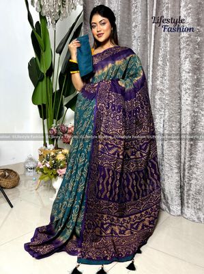 প্রিমিয়াম কোয়ালিটি কালারফুল সিল্ক বাটিক শাড়ি (LF-S-880)_img_0