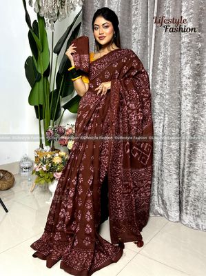 প্রিমিয়াম কোয়ালিটি কালারফুল সিল্ক বাটিক শাড়ি (LF-S-879)_img_0