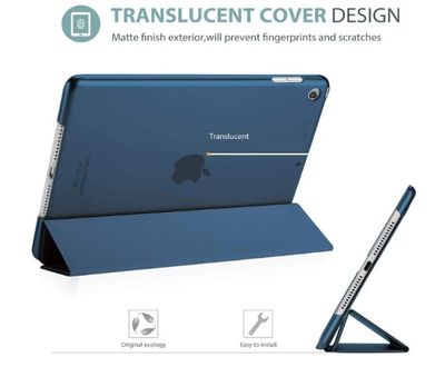Premium Flexible Soft TPU Flip Case For Apple iPad 9.7 Case (2018/2017 Model, 6th/5th Generation), Smart Cover with Pencil Holder and Soft Baby Skin Silicone Back and Full Body Protection, Auto Wake/Sleep Cover (Black/Navy Blue) A1823 A1822 A1954 A1893_img_3