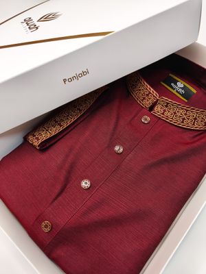 Majestic Maroon Premium Embroidery Panjabi_img_0