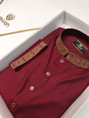 Majestic Maroon Premium Embroidery Panjabi_img_2
