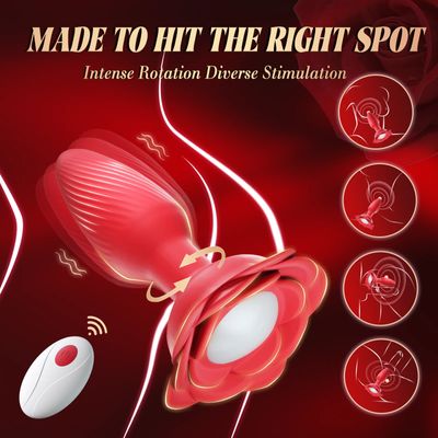 LED 360° Rotation Anal Plug Vibrator Man Prostate Massager Women Remote Control Butt Plug Gay Rear Anus Rose Sex Toys for Couple_img_3