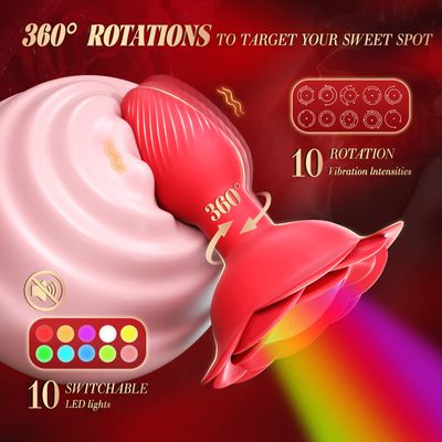 LED 360° Rotation Anal Plug Vibrator Man Prostate Massager Women Remote Control Butt Plug Gay Rear Anus Rose Sex Toys for Couple_img_4