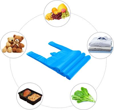 Blue Plastic Polythene Vest Style Carrier Bags - Any Size Shopping Gift Boutique Supermarket Cash N Carry Market Stall_img_2