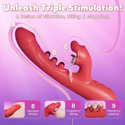 4 in 1 Tongue Licking Clitoral Vibrator with 9 Flapping & 8 Biting Vibration Modes G Spot Stimulator Dildo Sex Toys for Women 18_img_4