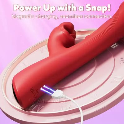 4 in 1 Tongue Licking Clitoral Vibrator with 9 Flapping & 8 Biting Vibration Modes G Spot Stimulator Dildo Sex Toys for Women 18_img_5