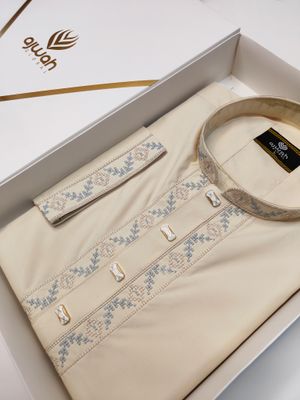 Regal Soft Cream Embroidered Panjabi_img_2