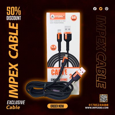 Impex Strong Micro Fast Charging Cable Model-C-30 (Black, 1.5 Meter Length)_img_0