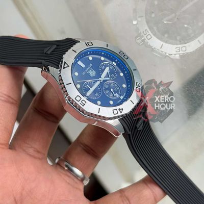 Tag heuer Aquaracer || Silicon Strap |SS Body   | Black Silver_img_1